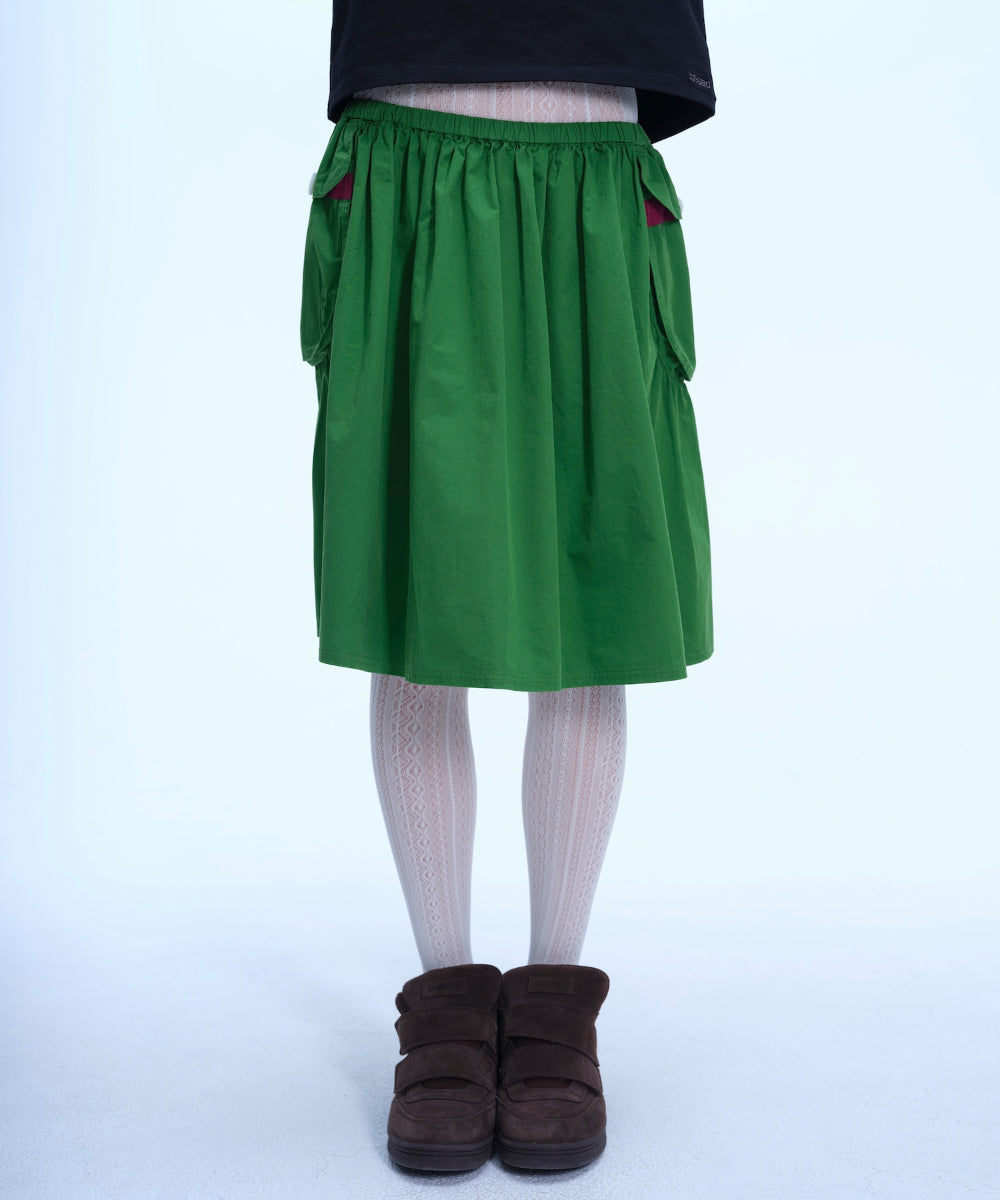 Coyseio - Big Pocket Shirring Skirt Jolly (Green) product image 6 | TRAB K-Fashion Australia