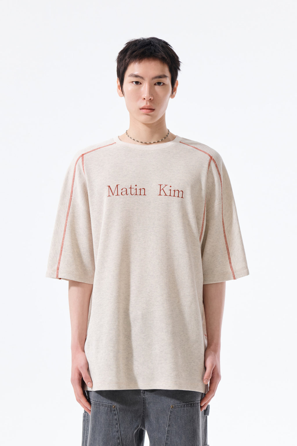 Matin Kim - Matin Kim Logo Waffle Top (Light Beige) product image 10 | TRAB K-Fashion Australia