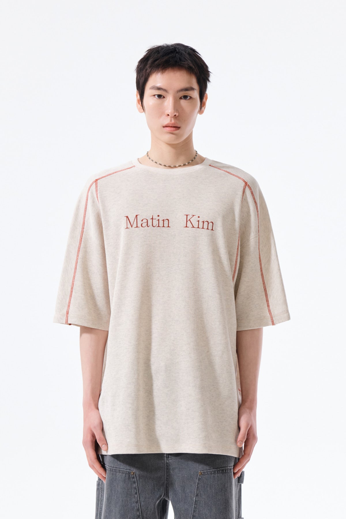 Matin Kim - Matin Kim Logo Waffle Top (Light Beige) product image 10 | TRAB K-Fashion Australia