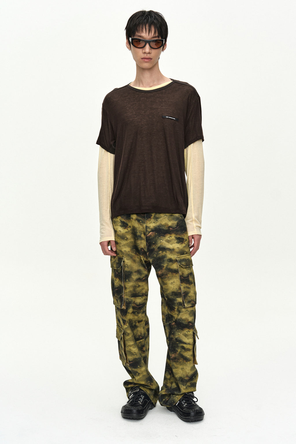 Andersson Bell - Brad Layered T-Shirt (Lemon/Brown) product image 8 | TRAB K-Fashion Australia