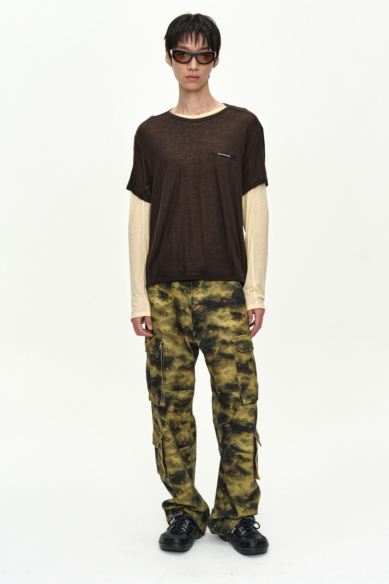 Andersson Bell - Brad Layered T-Shirt (Lemon/Brown) product image 8 | TRAB K-Fashion Australia