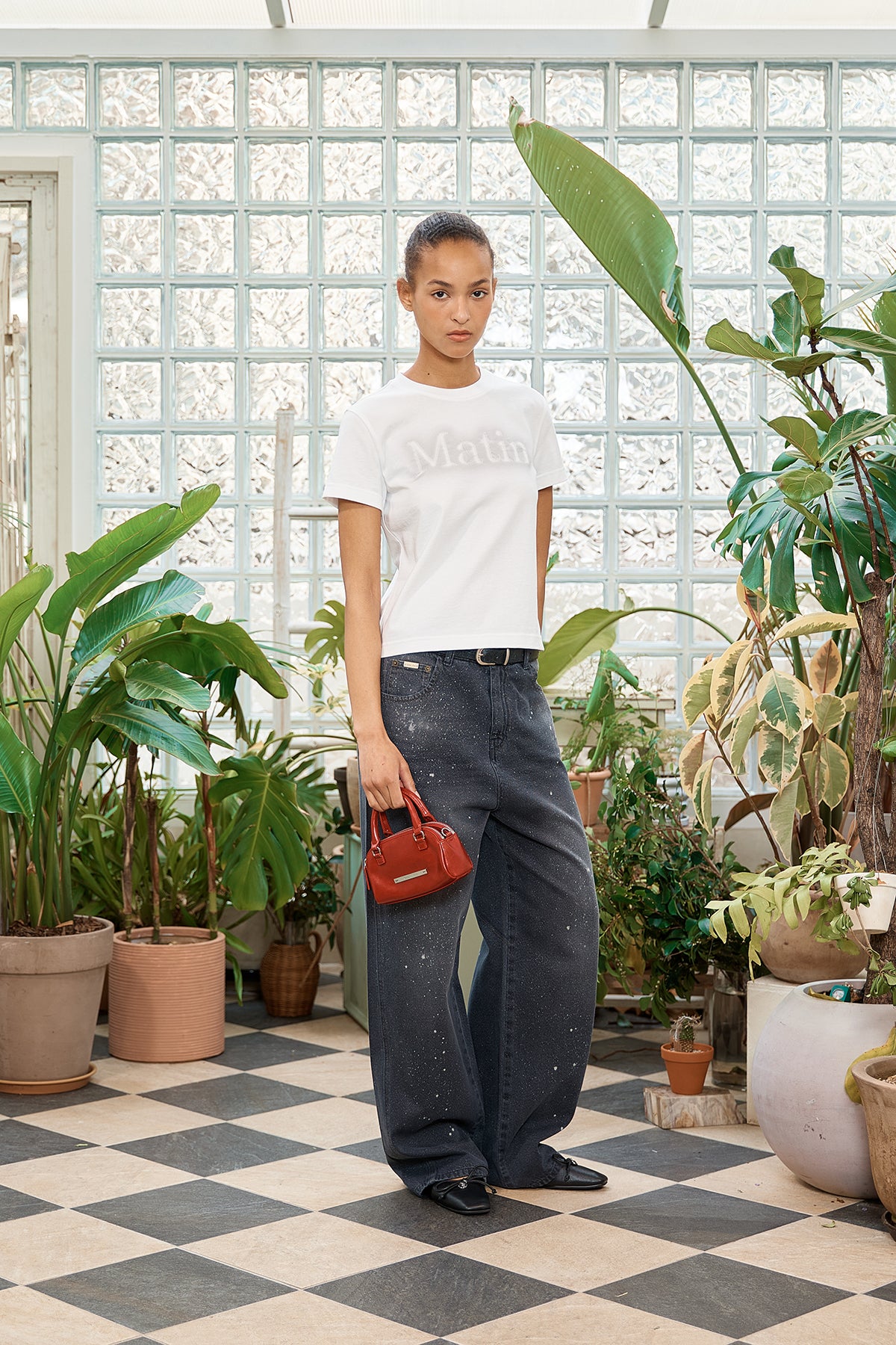 Matin Kim - Back Line Point Soft Shiny Denim Pants (Navy) product image 10 | TRAB K-Fashion Australia
