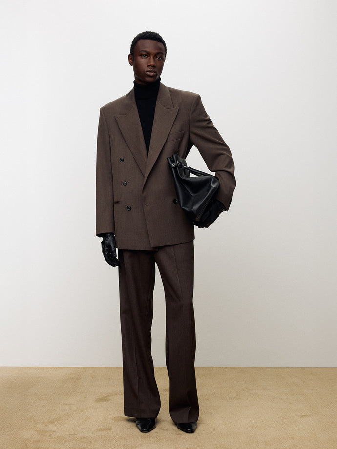Tonywack - Melange Wool Double-Breasted Tailored Jacket (Hazelnut) product image 3 | TRAB K-Fashion Australia