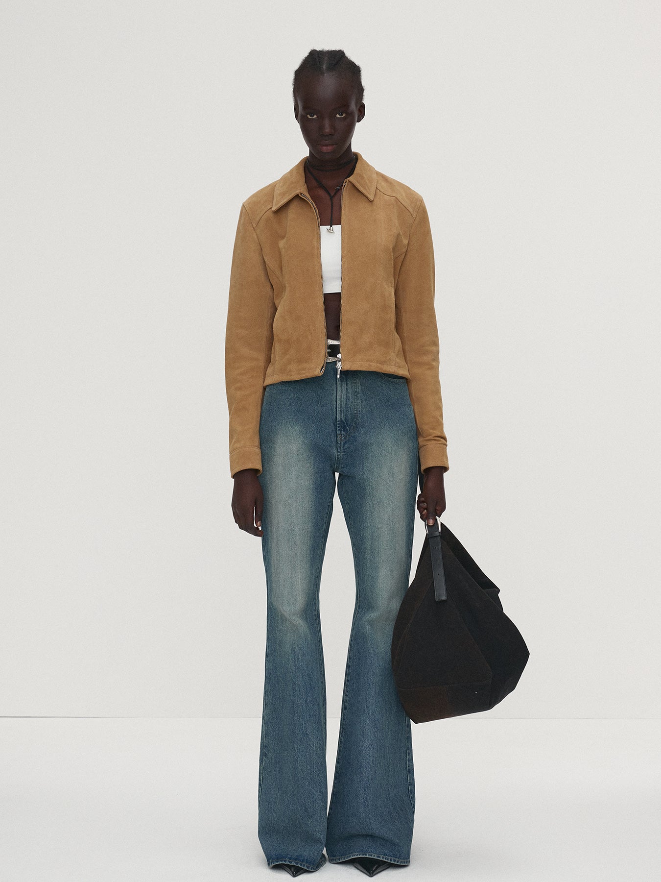 Tonywack - Suede Cropped Jacket (Light Beige) product image 2 | TRAB K-Fashion Australia