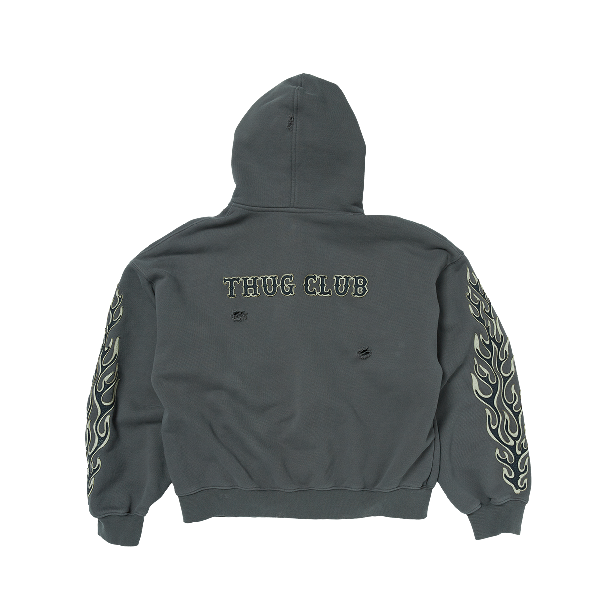 Thug Club - Leather Flame Hooded Zip-Up (Grey) product image 2 | TRAB K-Fashion Australia