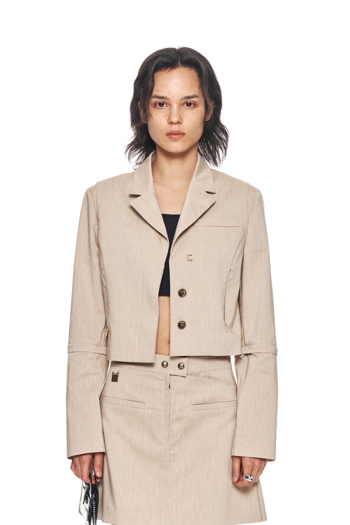 Matin Kim - Zipper Point Linen Crop Jacket (Beige) product image 5 | TRAB K-Fashion Australia