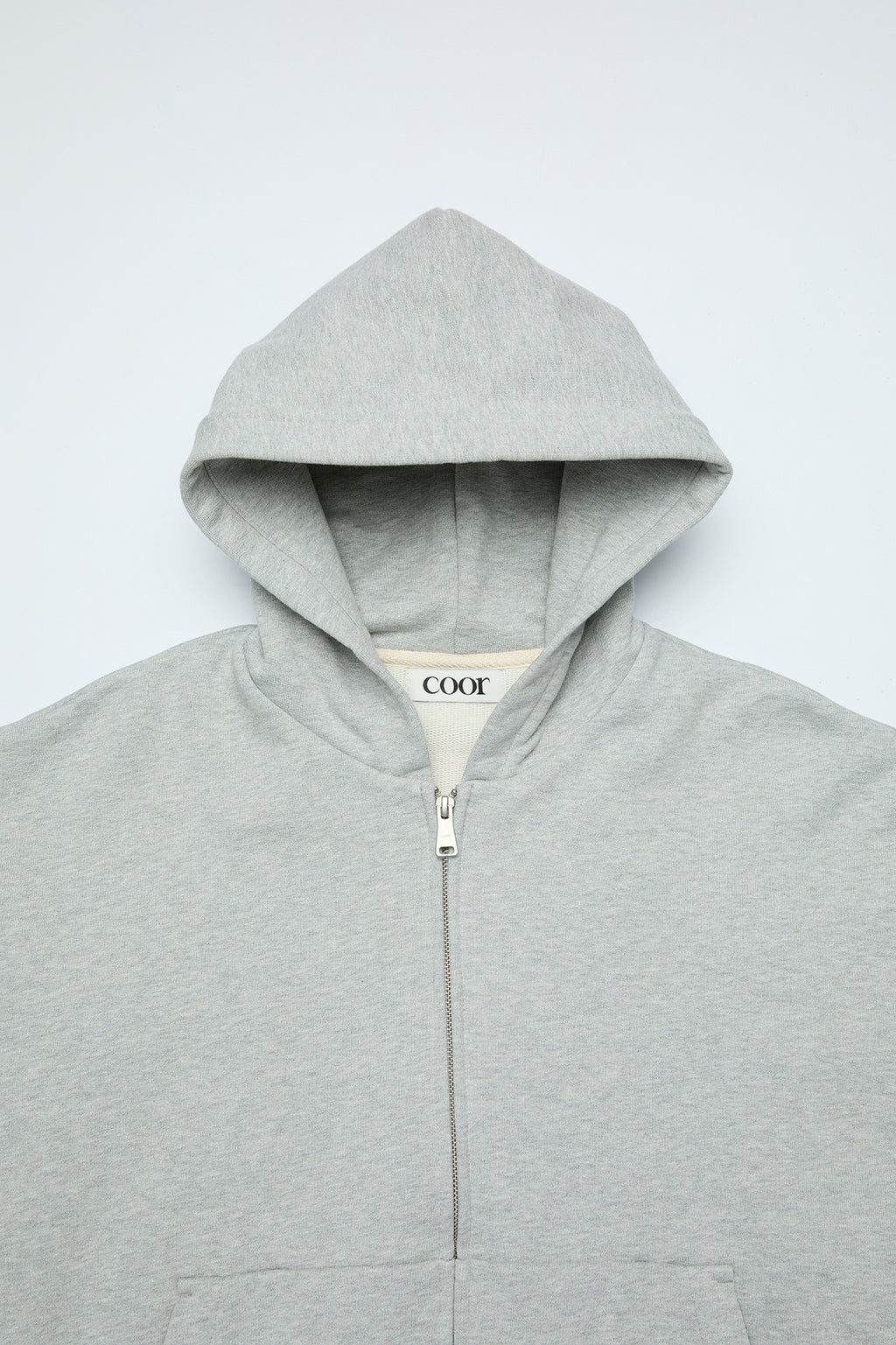 Coor - Minimal Cotton Hooded Zip Jumper (Melange Gray) product image 5 | TRAB K-Fashion Australia