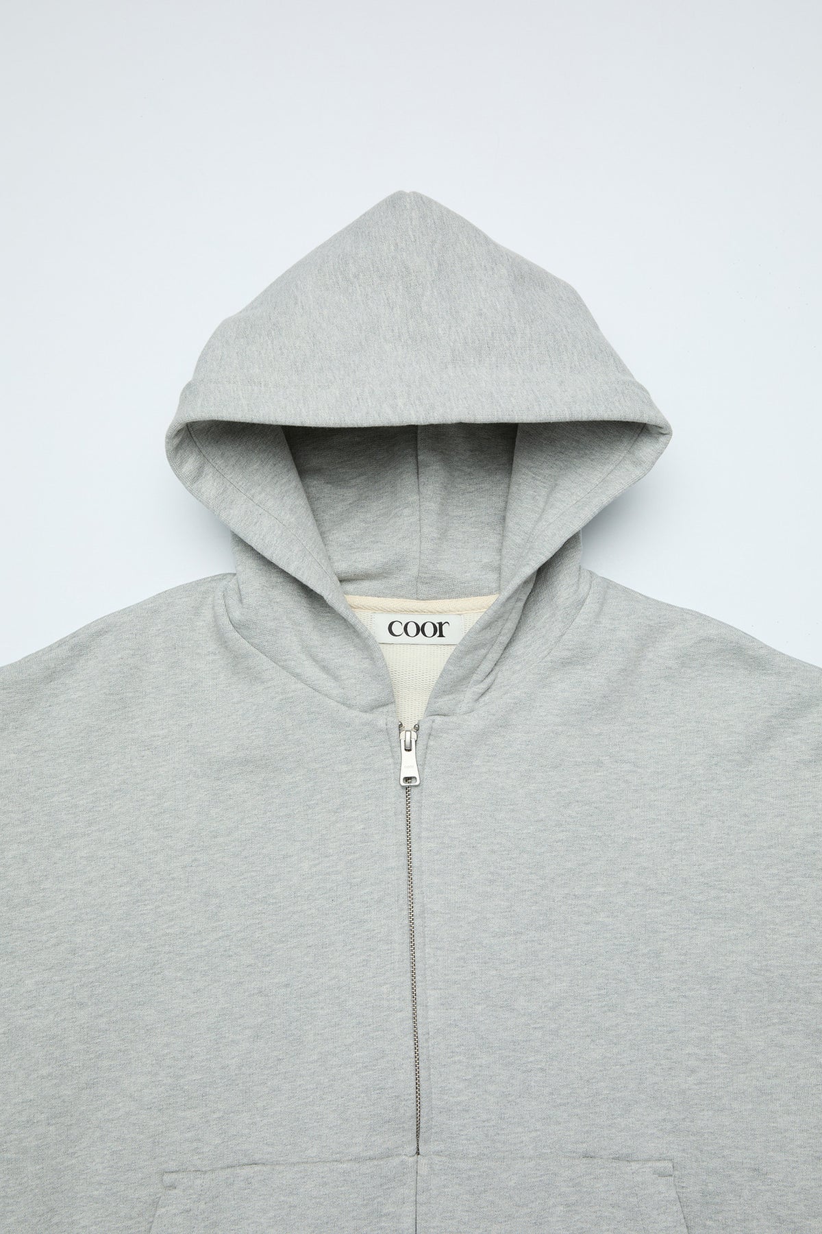 Coor - Minimal Cotton Hooded Zip Jumper (Melange Gray) product image 5 | TRAB K-Fashion Australia