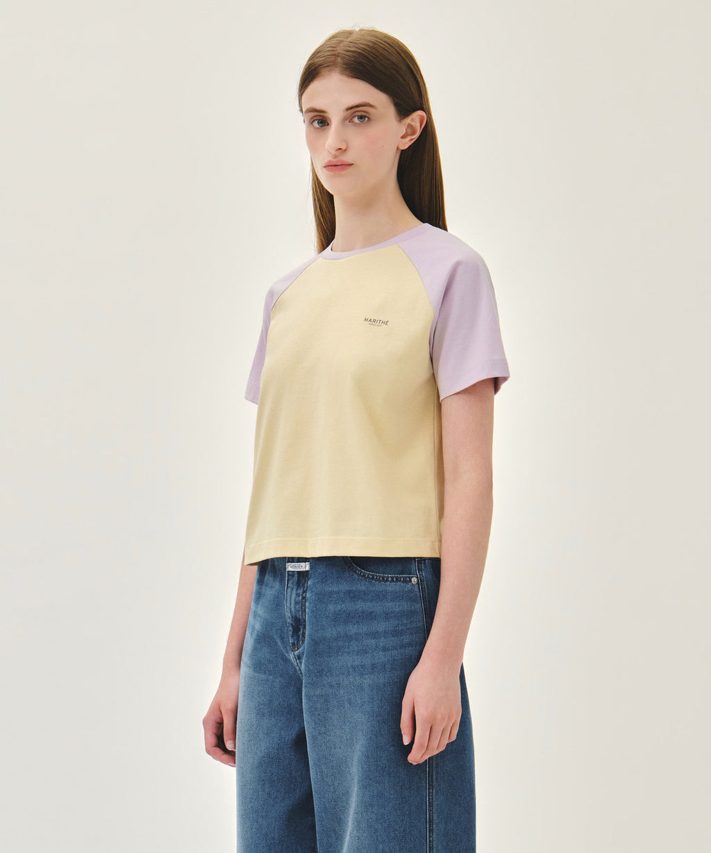 Marithe & Francois Girbaud - Small Regular Logo Raglan Crop Tee (Light Purple) product image 2 | TRAB K-Fashion Australia