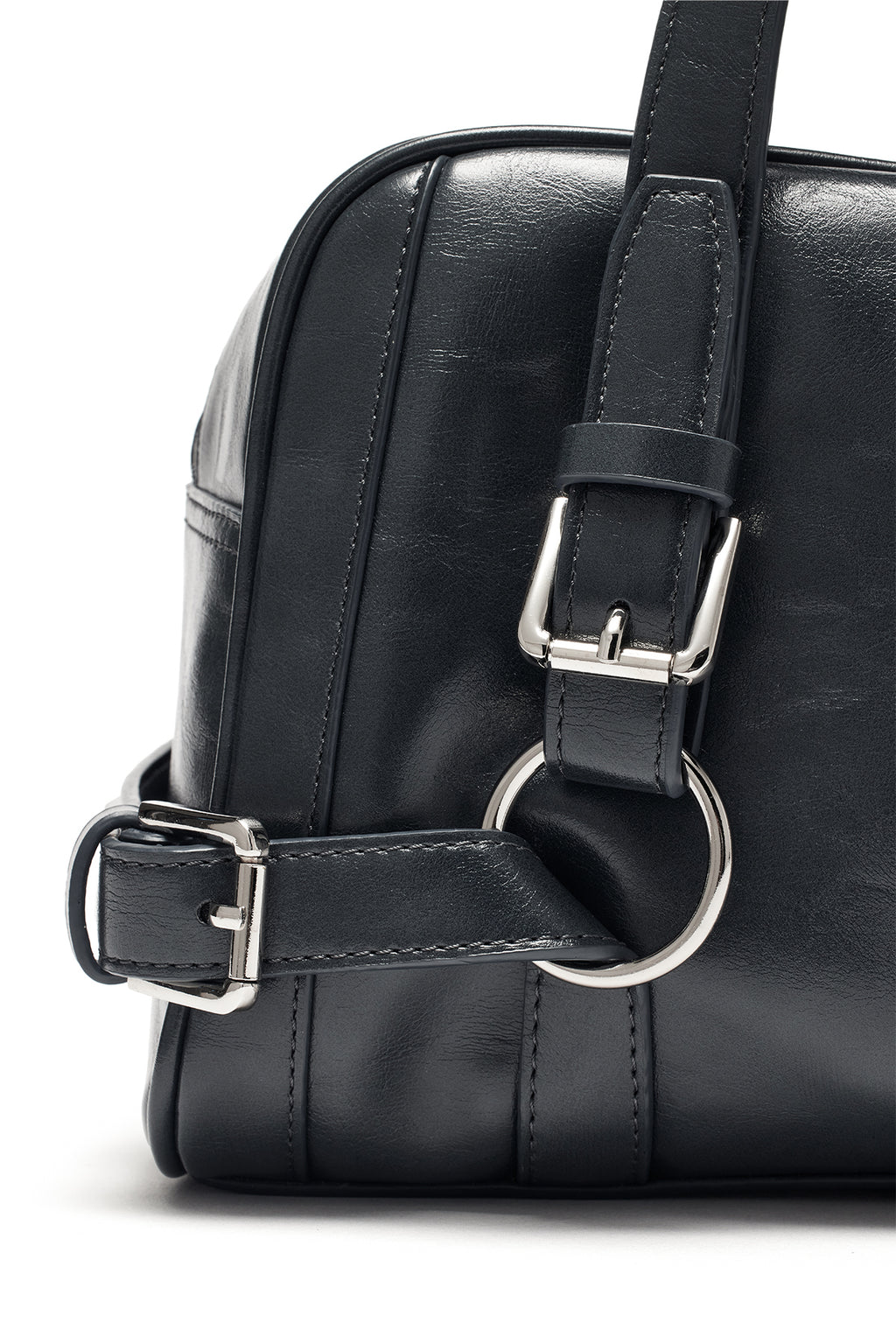 Matin Kim - Biker Detail Medium Shoulder Bag (Charcoal) product image 3 | TRAB K-Fashion Australia