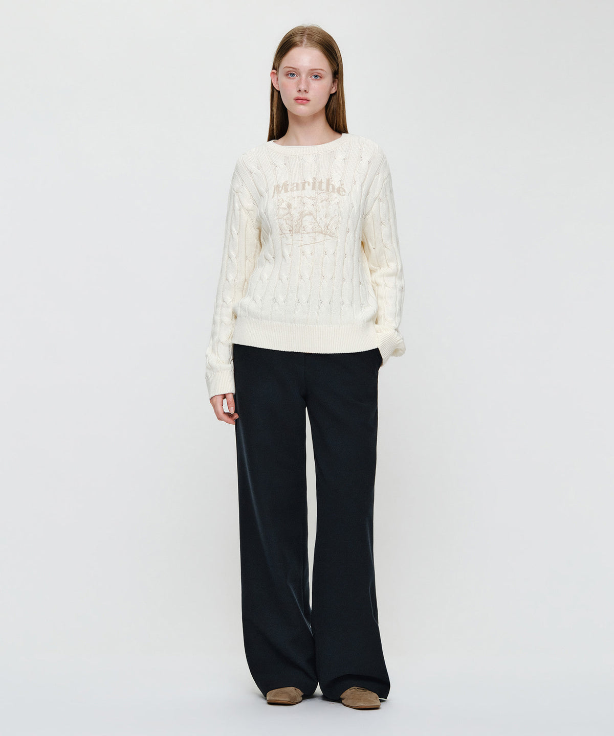 Marithe & Francois Girbaud - Graphic Cable Knit Pullover (Ivory) product image 4 | TRAB K-Fashion Australia