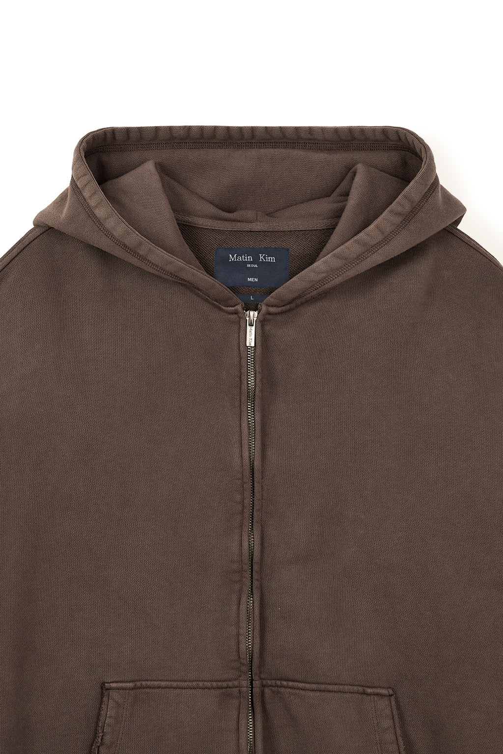 Matin Kim - Back Logo Washed Hoody Zip Up (Cocoa) product image 3 | TRAB K-Fashion Australia