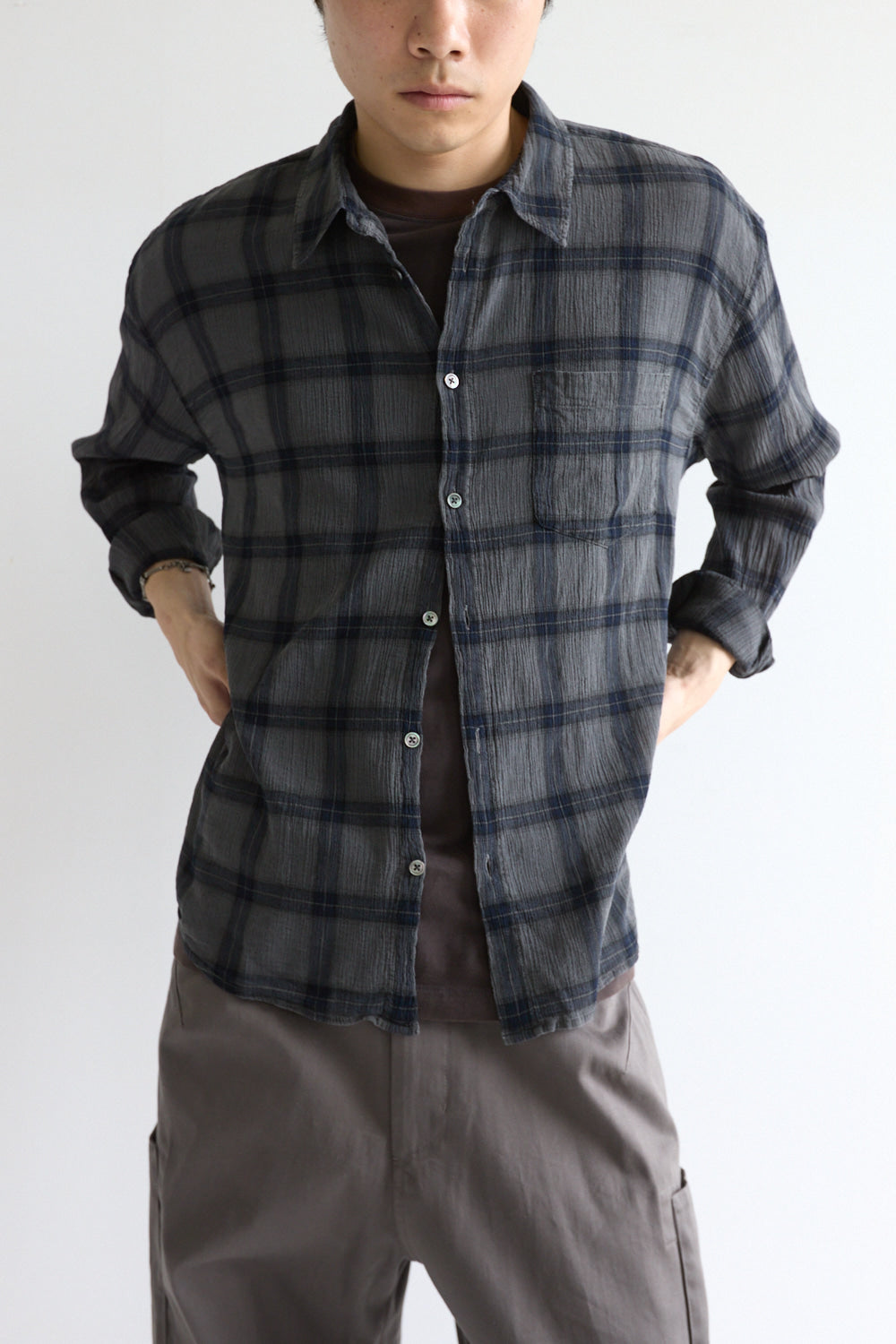 Hatchingroom - Classic Shirt Over Dyed Check (Charcoal) product image 8 | TRAB K-Fashion Australia