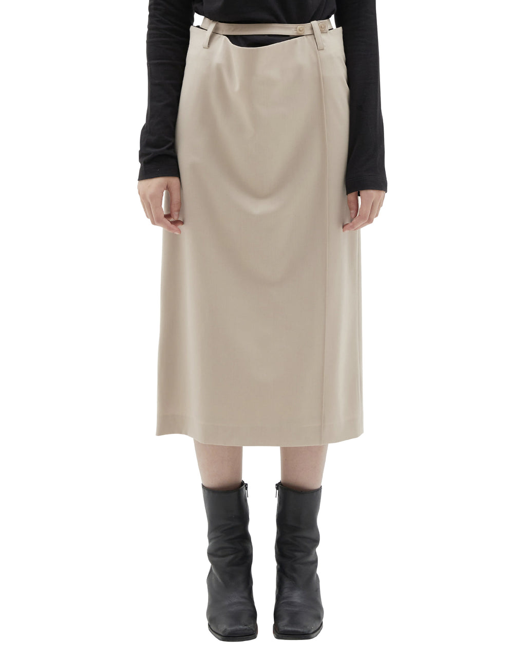 Brownyard - Wool Blend Belt Skirt (Beige) product image 1 | TRAB K-Fashion Australia
