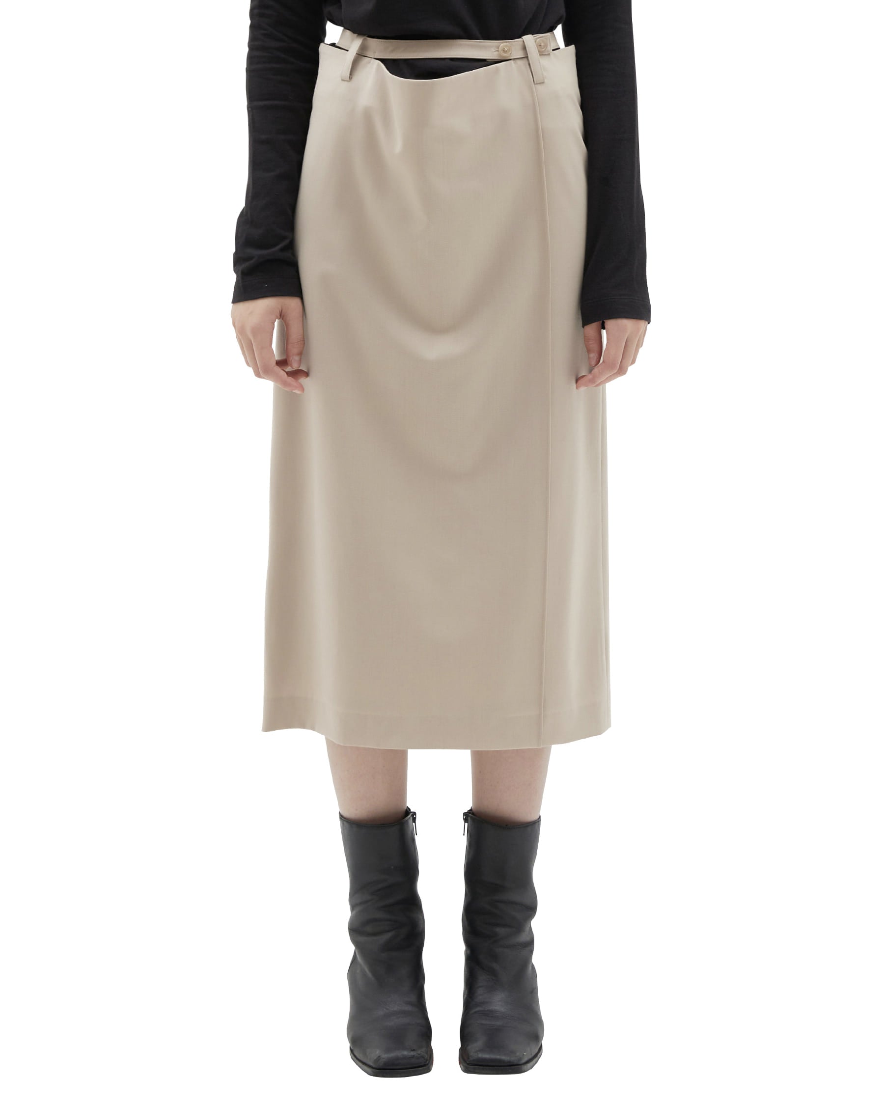 Brownyard - Wool Blend Belt Skirt (Beige) product image 1 | TRAB K-Fashion Australia