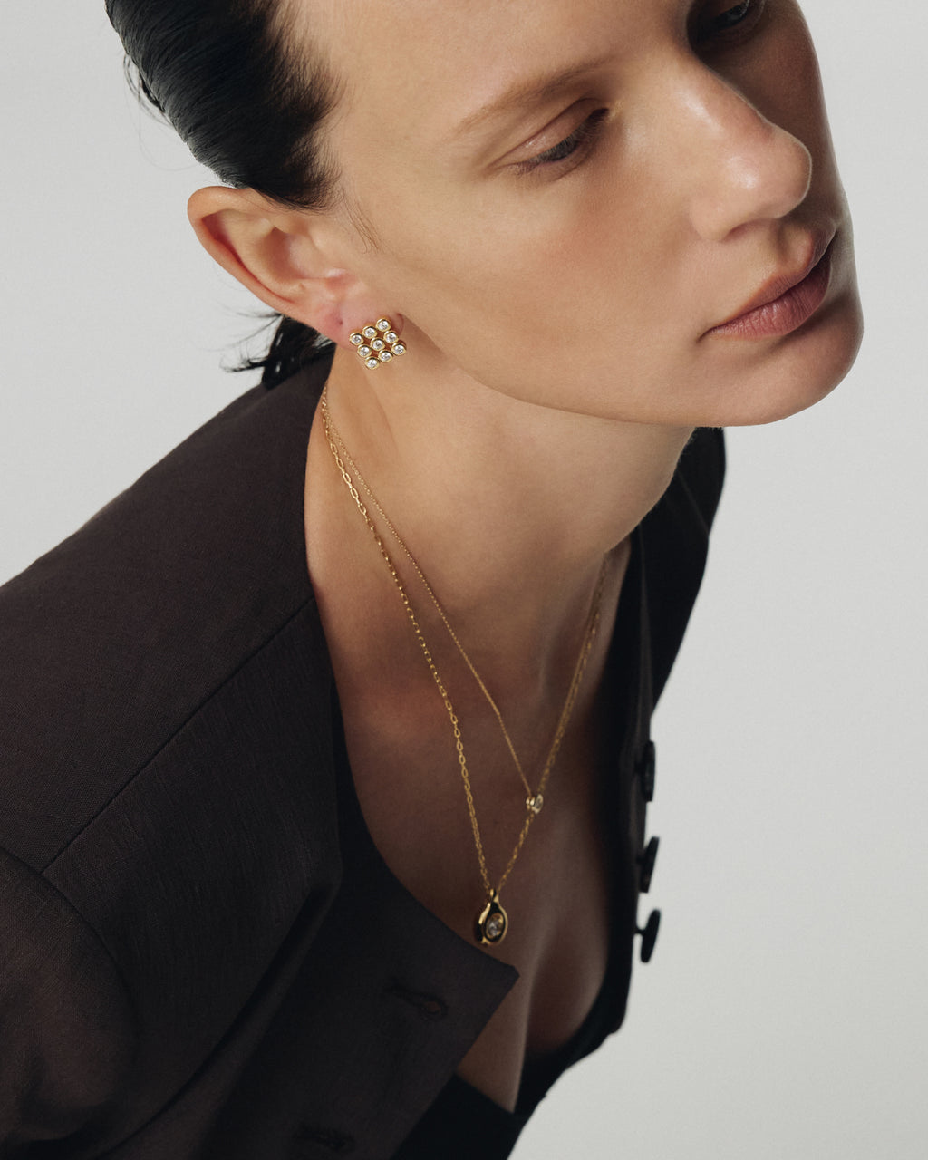 Numbering - Square Cluster Earrings #3325 product image 2 | TRAB K-Fashion Australia