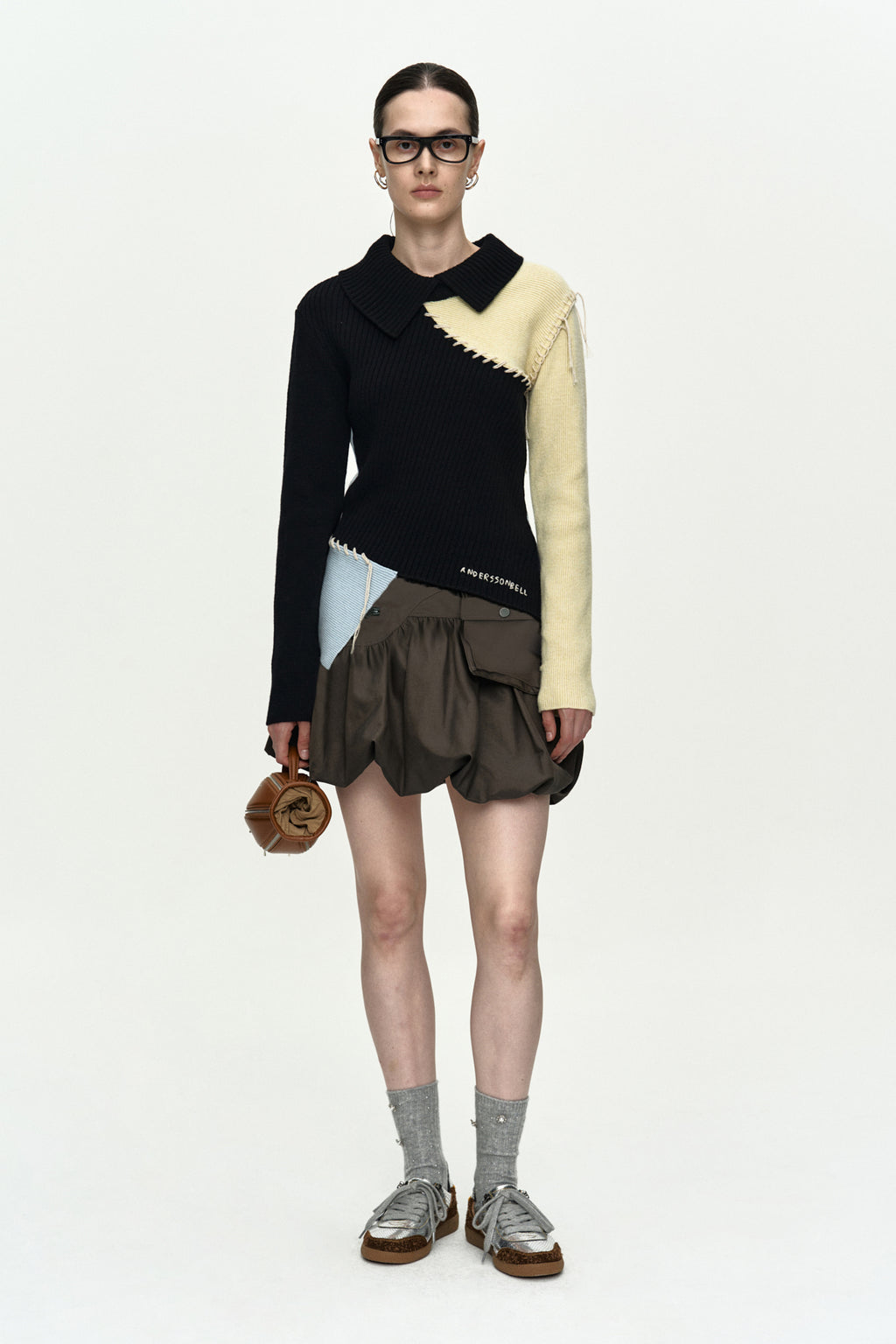 Andersson Bell - Asymmetric Panel Collar Sweater (Black) product image 2 | TRAB K-Fashion Australia