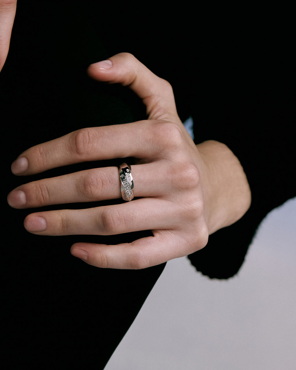 Numbering - Pave Sculpted Wave Ring #3416 product image 1 | TRAB K-Fashion Australia
