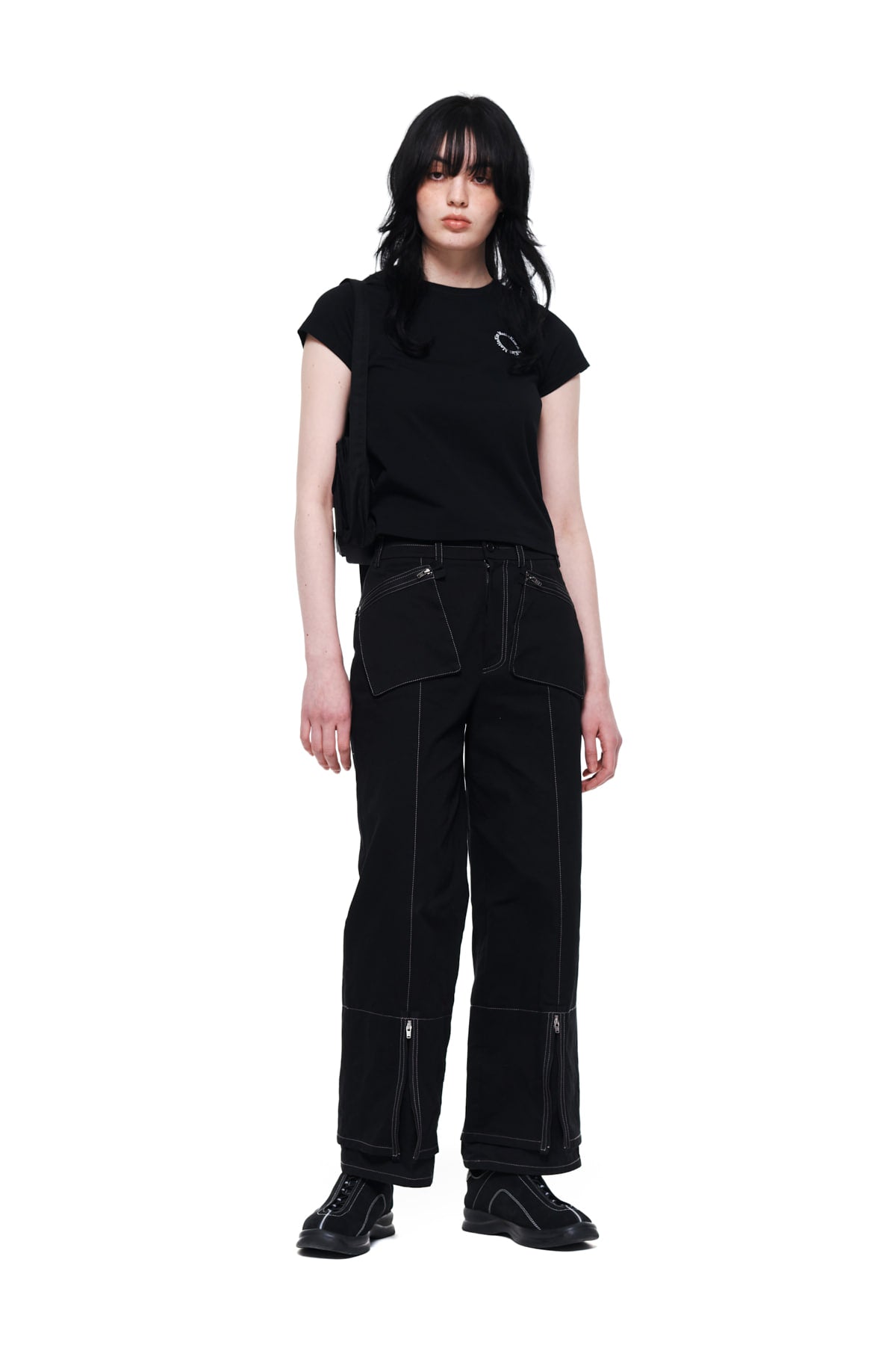 Matin Kim - Circle Logo Crop Top (Black) product image 8 | TRAB K-Fashion Australia