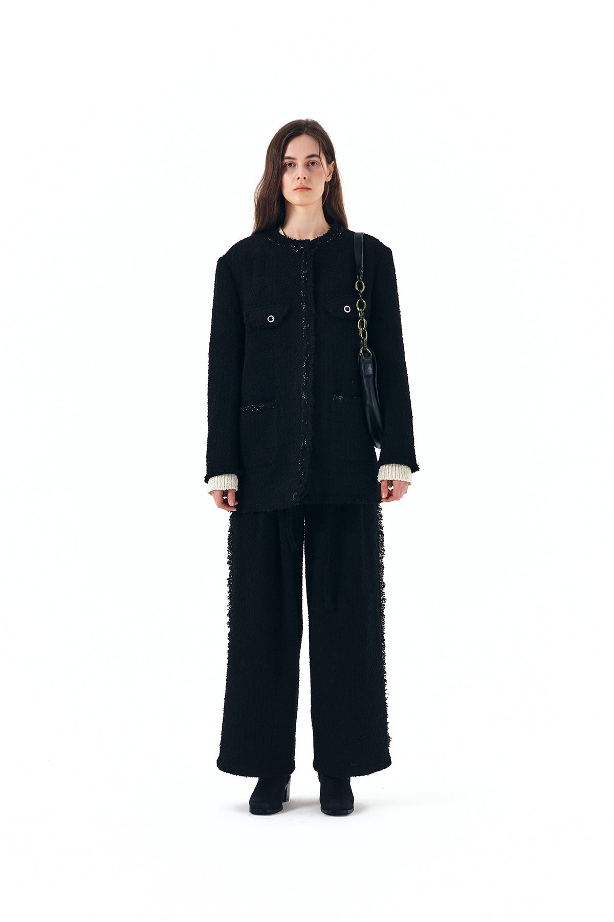 Matin Kim - Tweed String Wide Trouser (Black) product image 10 | TRAB K-Fashion Australia