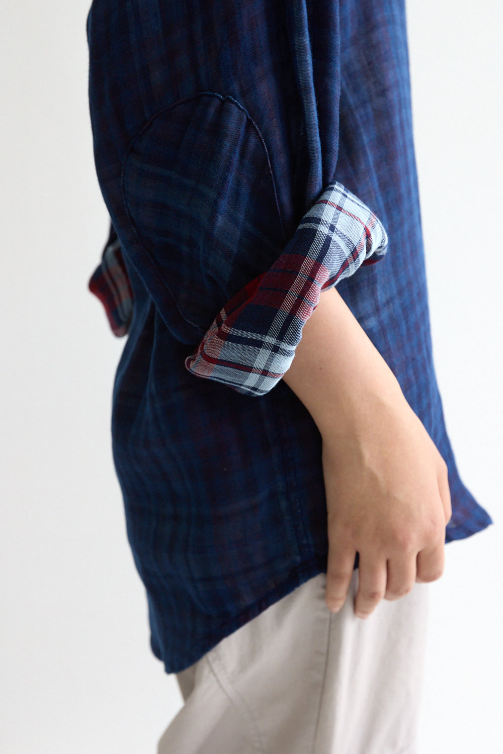 Hatchingroom - Archive Shirt V2 Shadow Check Linen (Blue) product image 7 | TRAB K-Fashion Australia