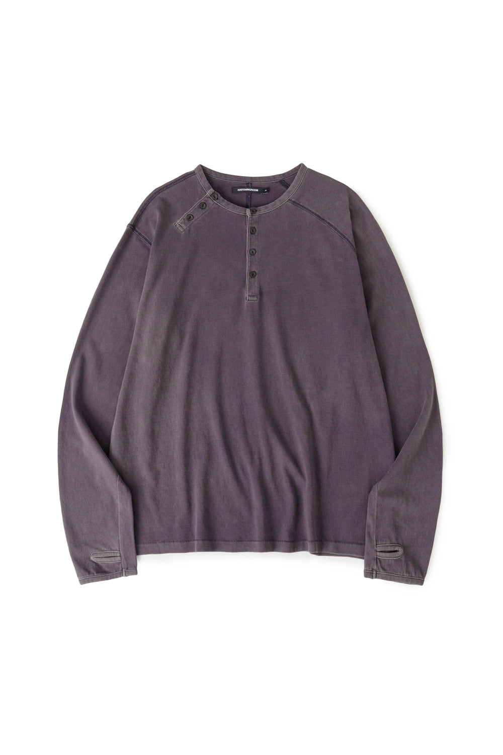 Hatchingroom - Double Henley Neck Tee Bleached Blue (Charcoal) product image 2 | TRAB K-Fashion Australia