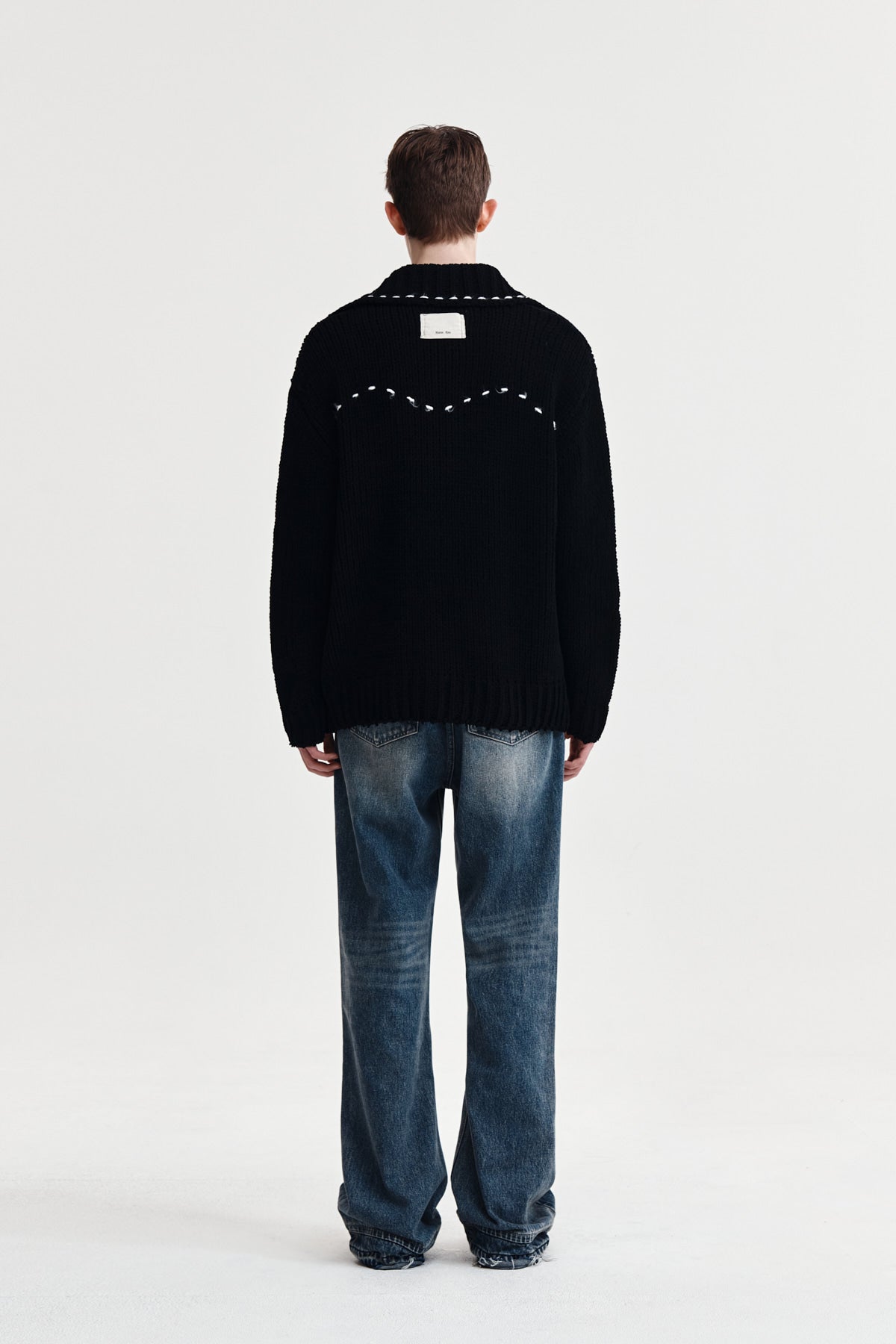 Matin Kim - Handmade Collar Knit Cardigan (Black) product image 7 | TRAB K-Fashion Australia