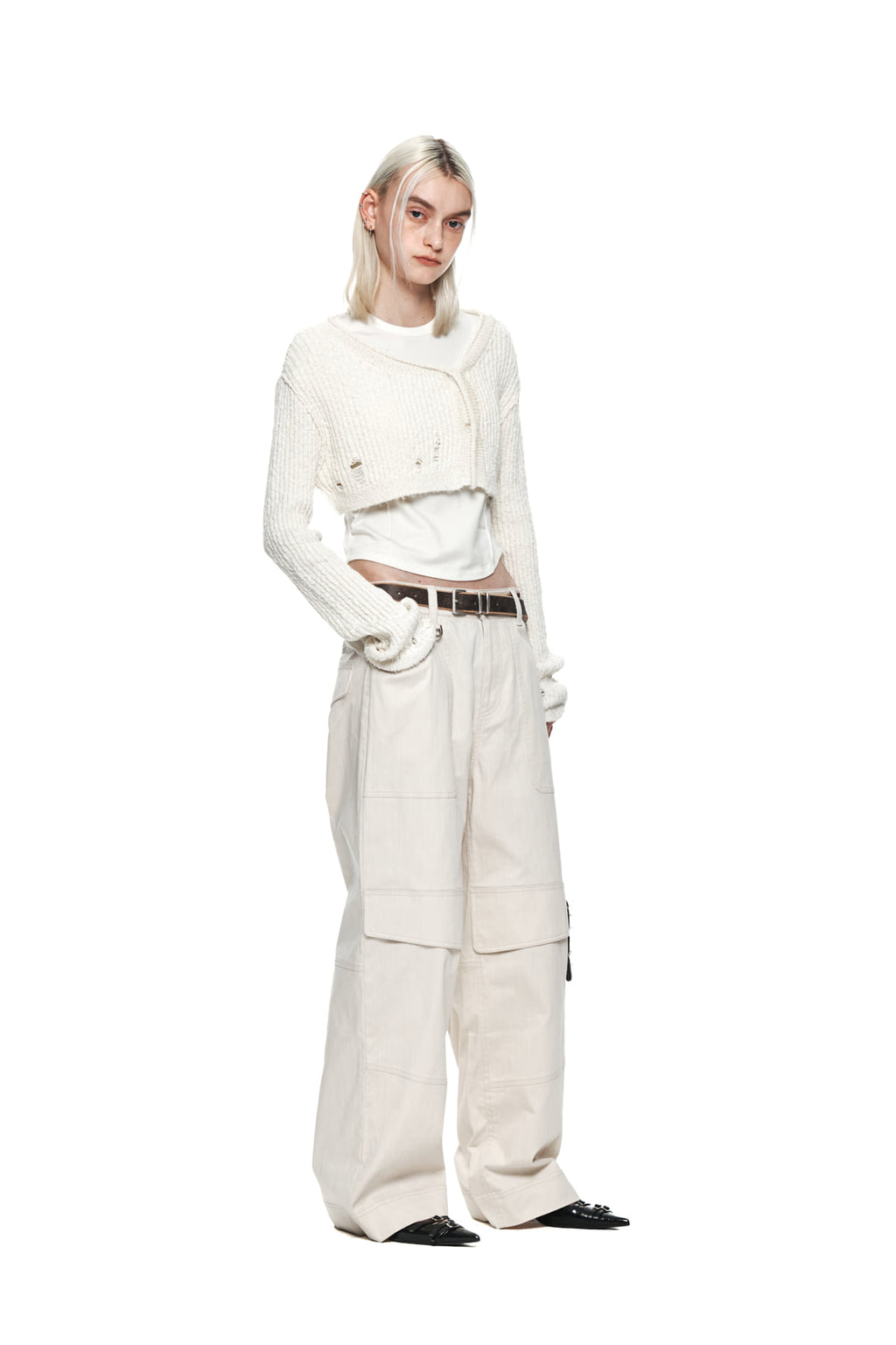 Matin Kim - Knee Big Pocket Cotton Pants (Ivory) product image 8 | TRAB K-Fashion Australia