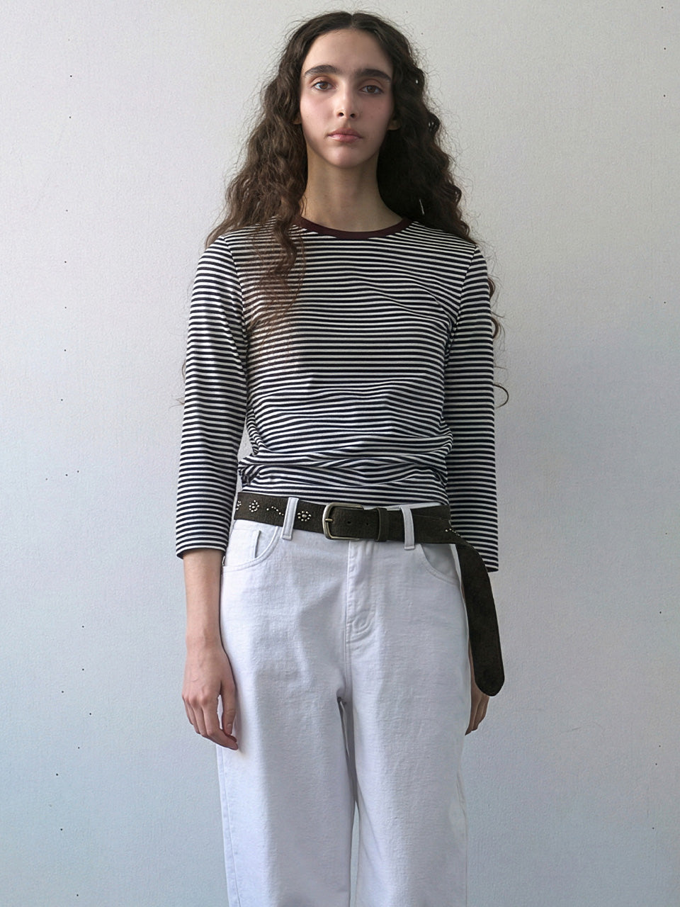 Kijun - [Ships 29 June] Floral Stud Suede Belt (Dark Brown) product image 2 | TRAB K-Fashion Australia