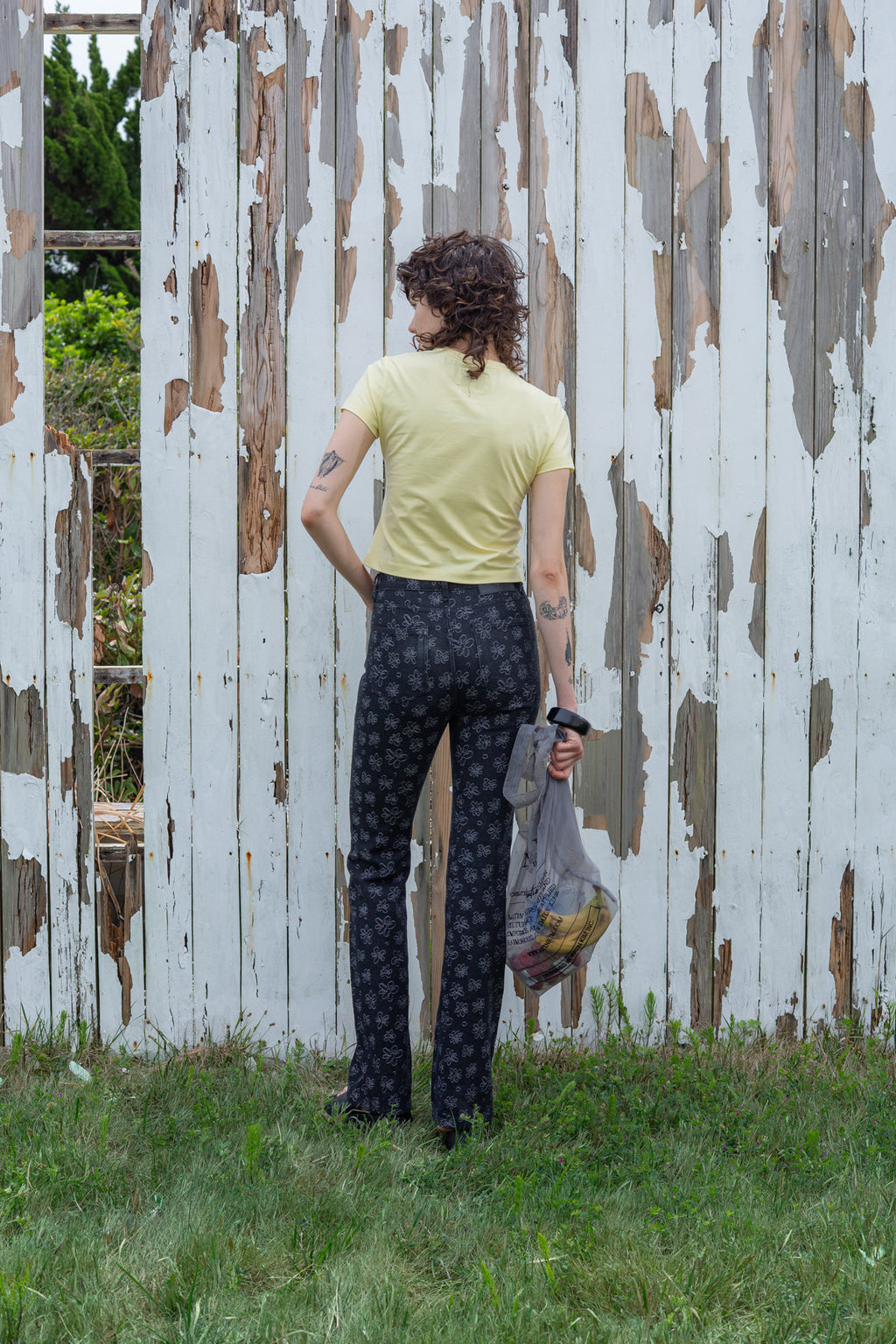 Matin Kim - Flower Pattern Flare Denim Pants (Black) product image 10 | TRAB K-Fashion Australia