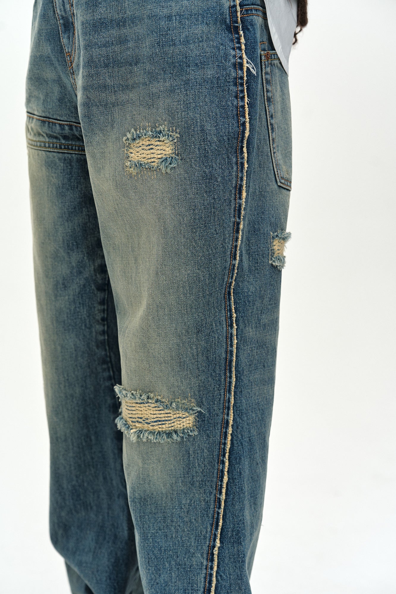 Andersson Bell - Unisex Re-Worked Embroidery Flare Jeans (blue) (Blue) product image 7 | TRAB K-Fashion Australia