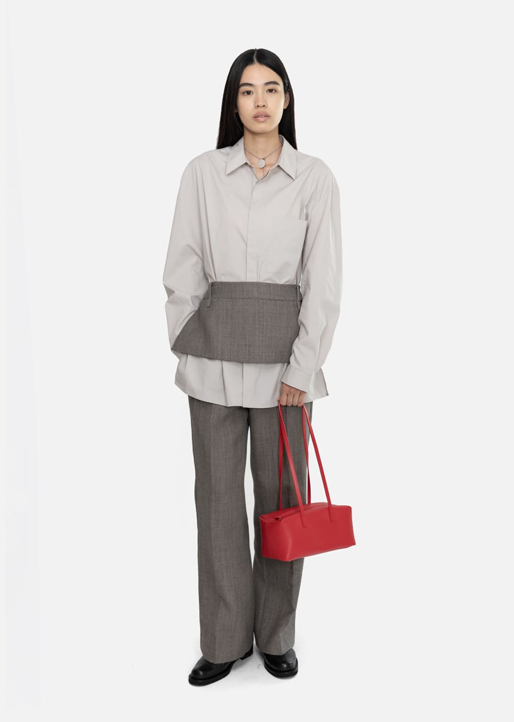 Amomento - Apron Mini Layered Skirt (Grey Beige) product image 4 | TRAB K-Fashion Australia