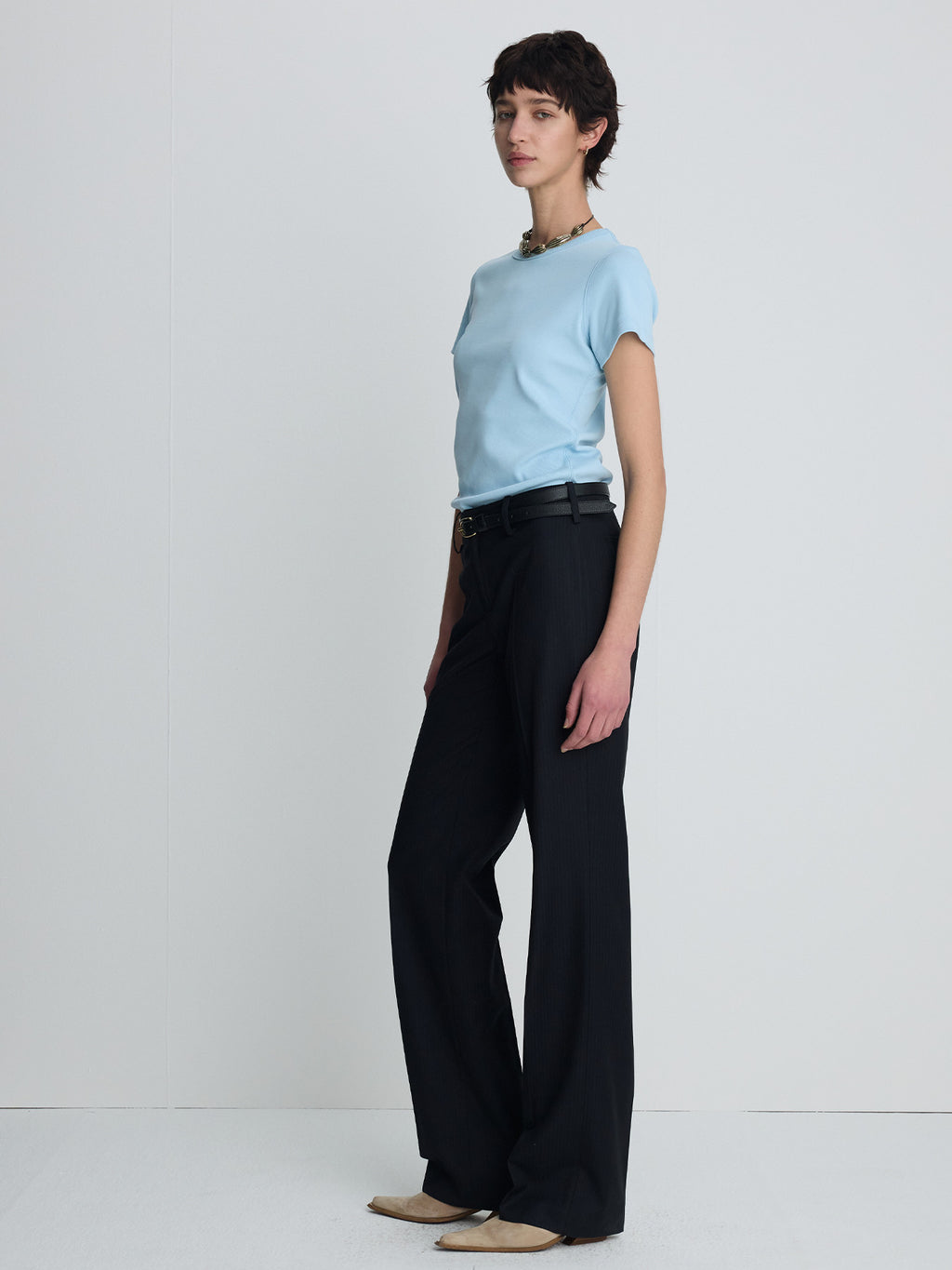 Tonywack - Ribbed Half Sleeve T-Shirts (Light Blue) product image 2 | TRAB K-Fashion Australia