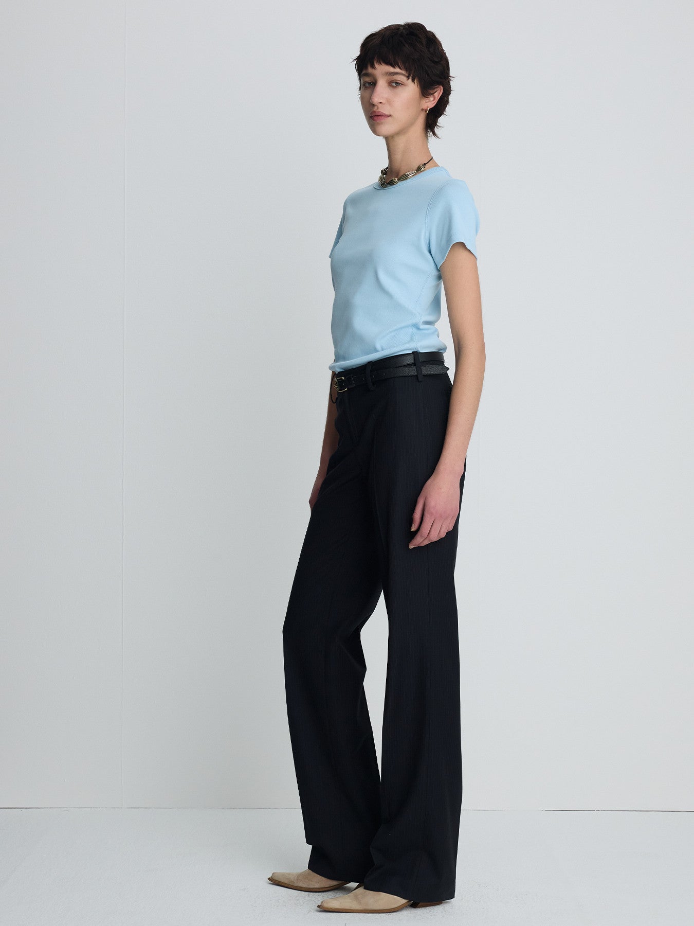 Tonywack - Ribbed Half Sleeve T-Shirts (Light Blue) product image 2 | TRAB K-Fashion Australia