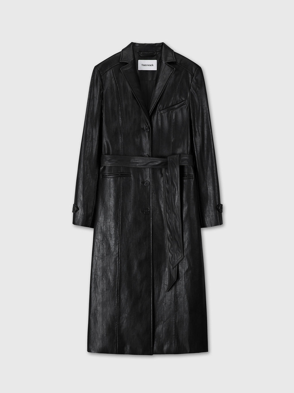 Tonywack - Faux Leather Single-Breasted Long Coat (Black) product image 11 | TRAB K-Fashion Australia