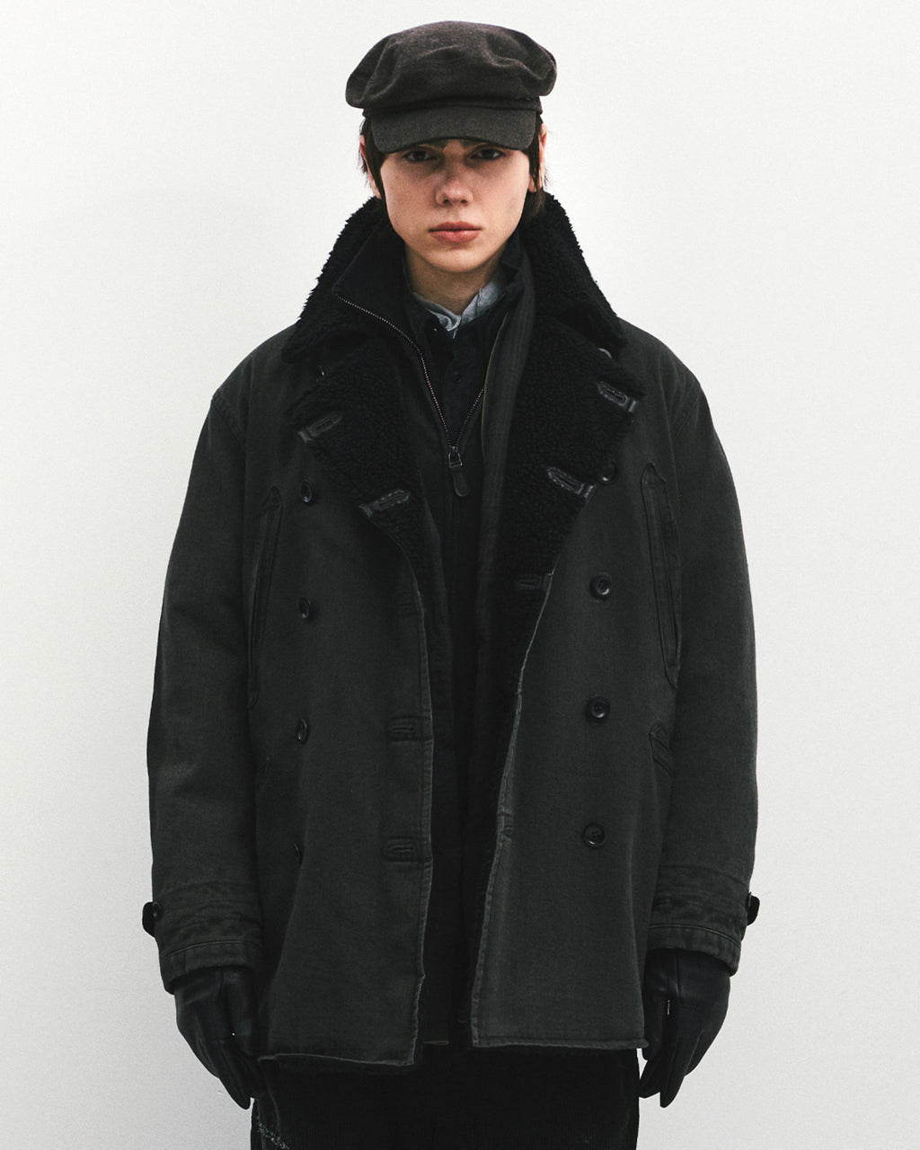 Eastlogue - Barnstormer Shearling Coat (Vintage Charcoal) product image 2 | TRAB K-Fashion Australia