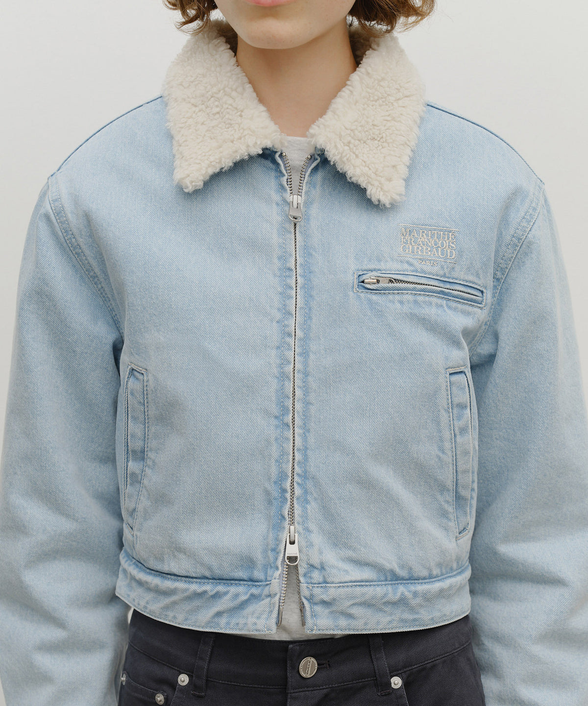 Marithe & Francois Girbaud - Crop Shearling Denim Jacket (Light Blue) product image 4 | TRAB K-Fashion Australia