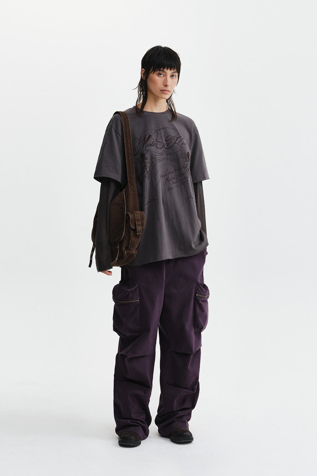 Matin Kim - Volume Tuck Cargo Pants (Purple) product image 11 | TRAB K-Fashion Australia