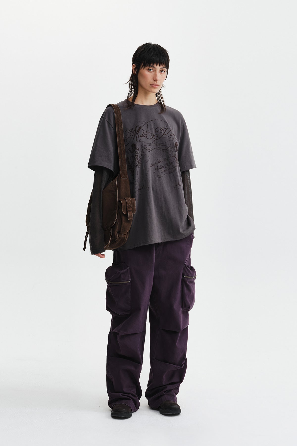 Matin Kim - Volume Tuck Cargo Pants (Purple) product image 11 | TRAB K-Fashion Australia