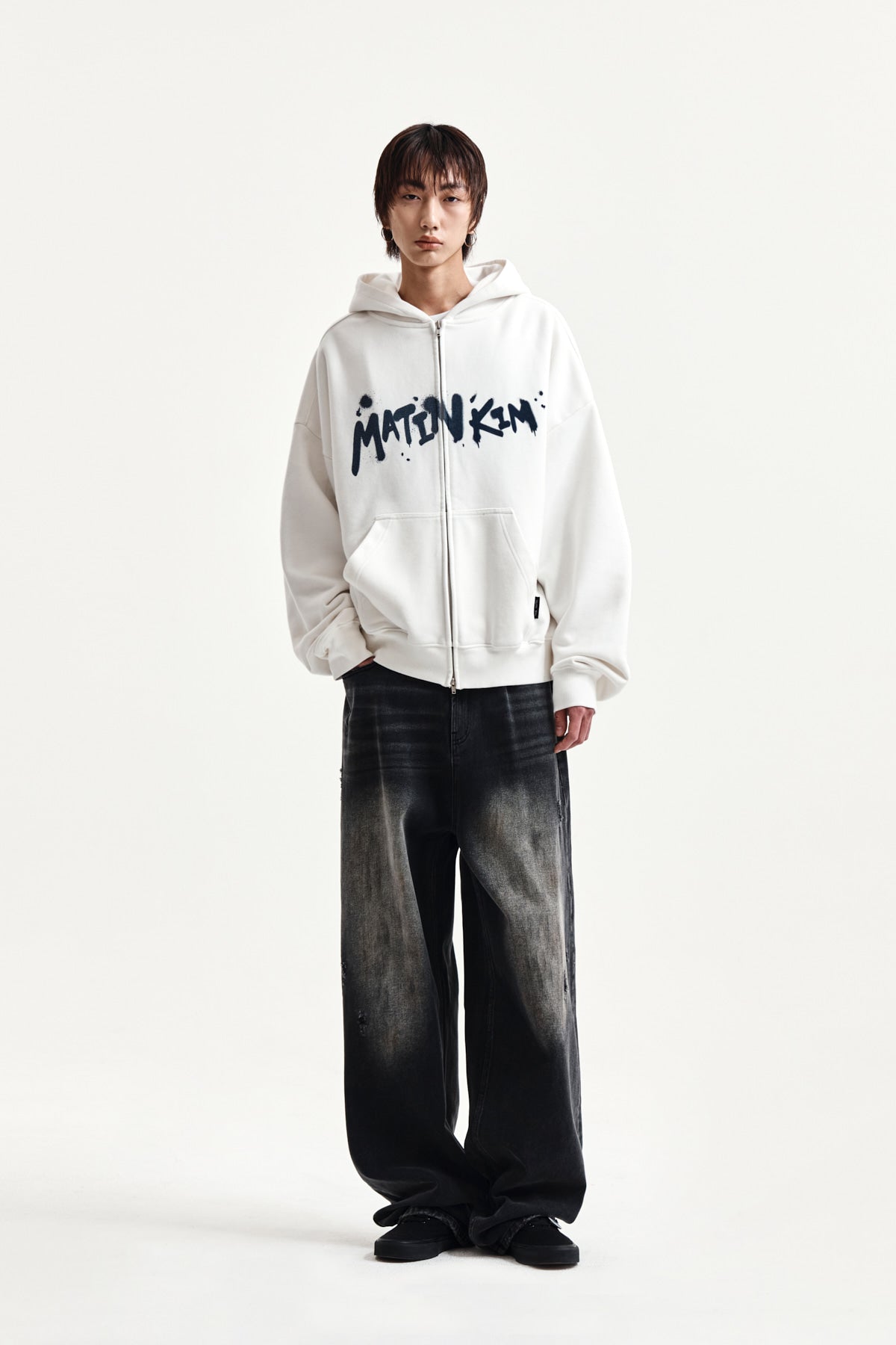 Matin Kim - Vintage Dirty Washed Denim Pants (Black) product image 13 | TRAB K-Fashion Australia