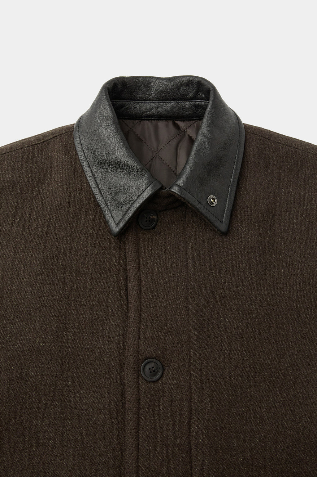 Coor - Trimming Leather Patchwork Coat (Dark Green) product image 5 | TRAB K-Fashion Australia