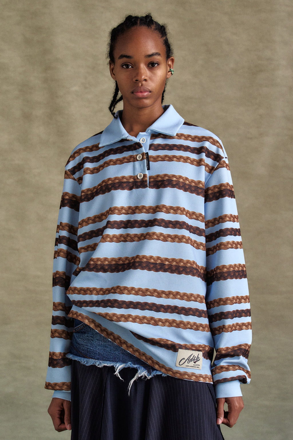 Andersson Bell - Hair Braid Stripe Collar T-Shirt (Blue) product image 7 | TRAB K-Fashion Australia
