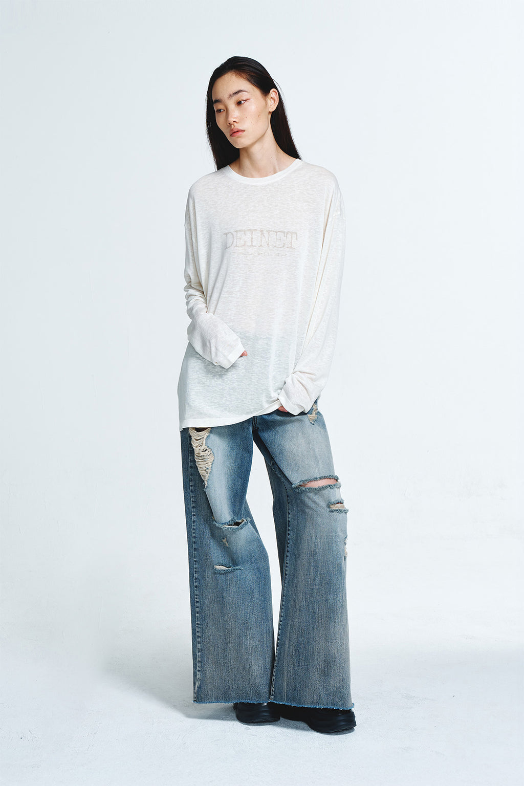 Deinet - Overfit Sweat Graphics T-Shirt (Ivory) product image 4 | TRAB K-Fashion Australia