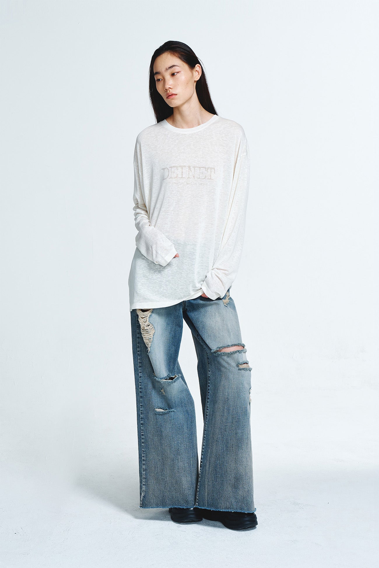 Deinet - Overfit Sweat Graphics T-Shirt (Ivory) product image 4 | TRAB K-Fashion Australia