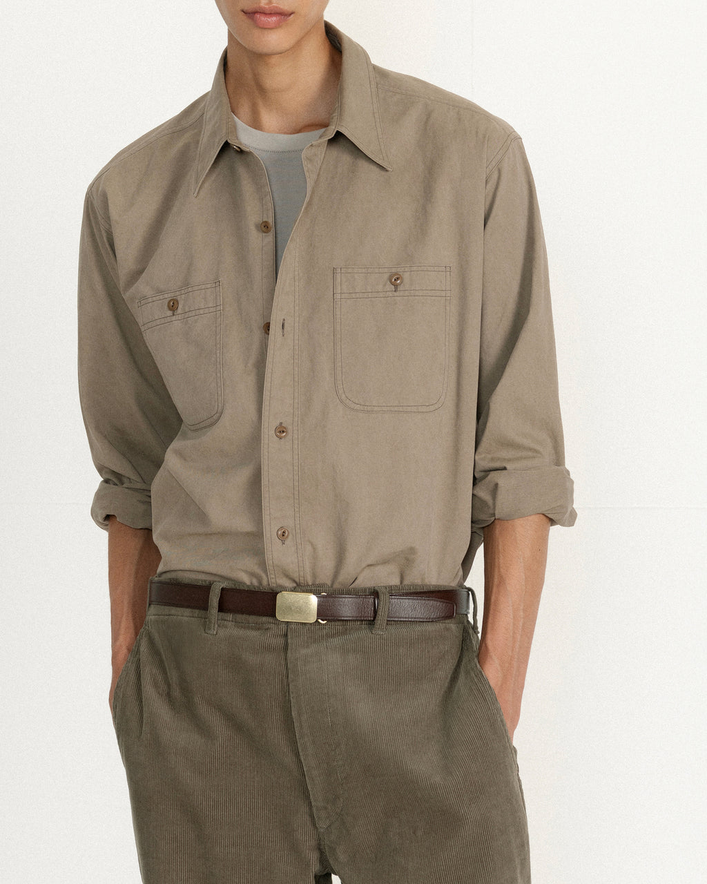 Brownyard - Washed Work Shirt (Dark Beige) product image 5 | TRAB K-Fashion Australia