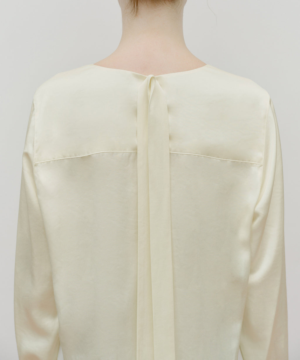 Marithe & Francois Girbaud - V-neck Tie Blouse (Ivory) product image 4 | TRAB K-Fashion Australia