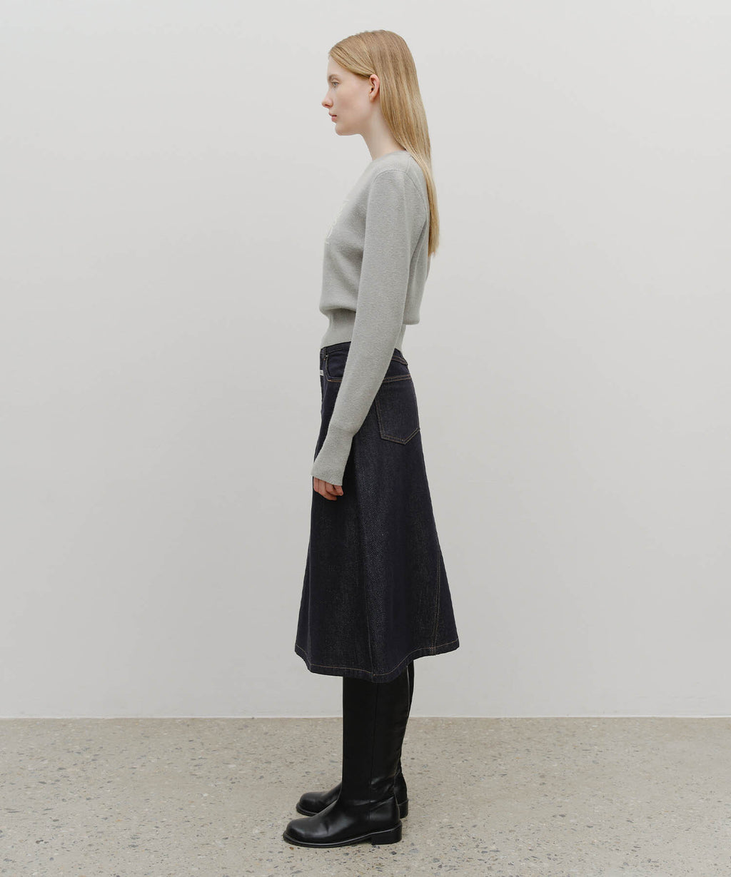 Marithe & Francois Girbaud - A-line Denim Midi Skirt (Dark Blue) product image 3 | TRAB K-Fashion Australia