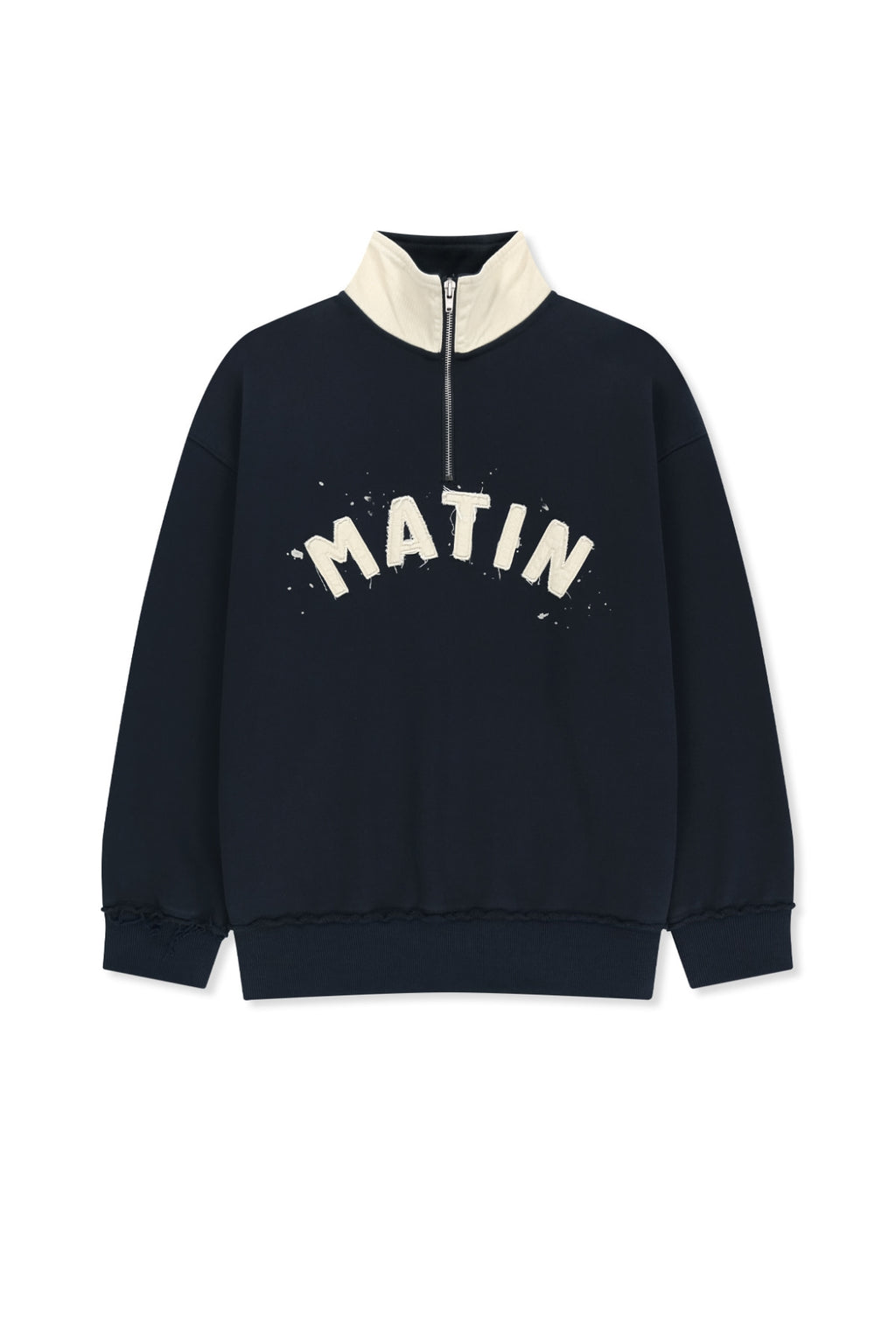 Matin Kim - Applique Logo Collar Quarter Zip Up (Navy) product image 1 | TRAB K-Fashion Australia
