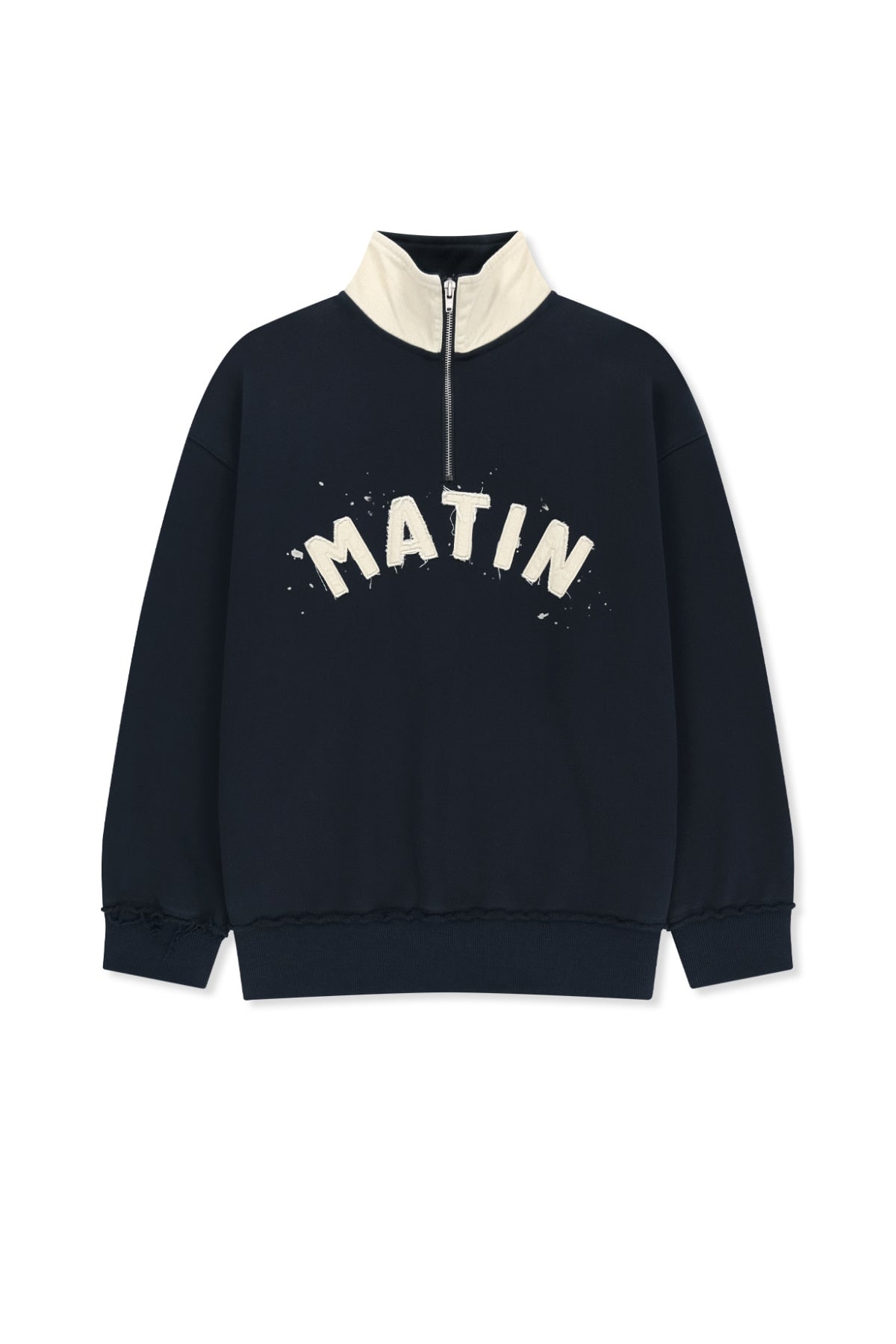 Matin Kim - Applique Logo Collar Quarter Zip Up (Navy) product image 1 | TRAB K-Fashion Australia