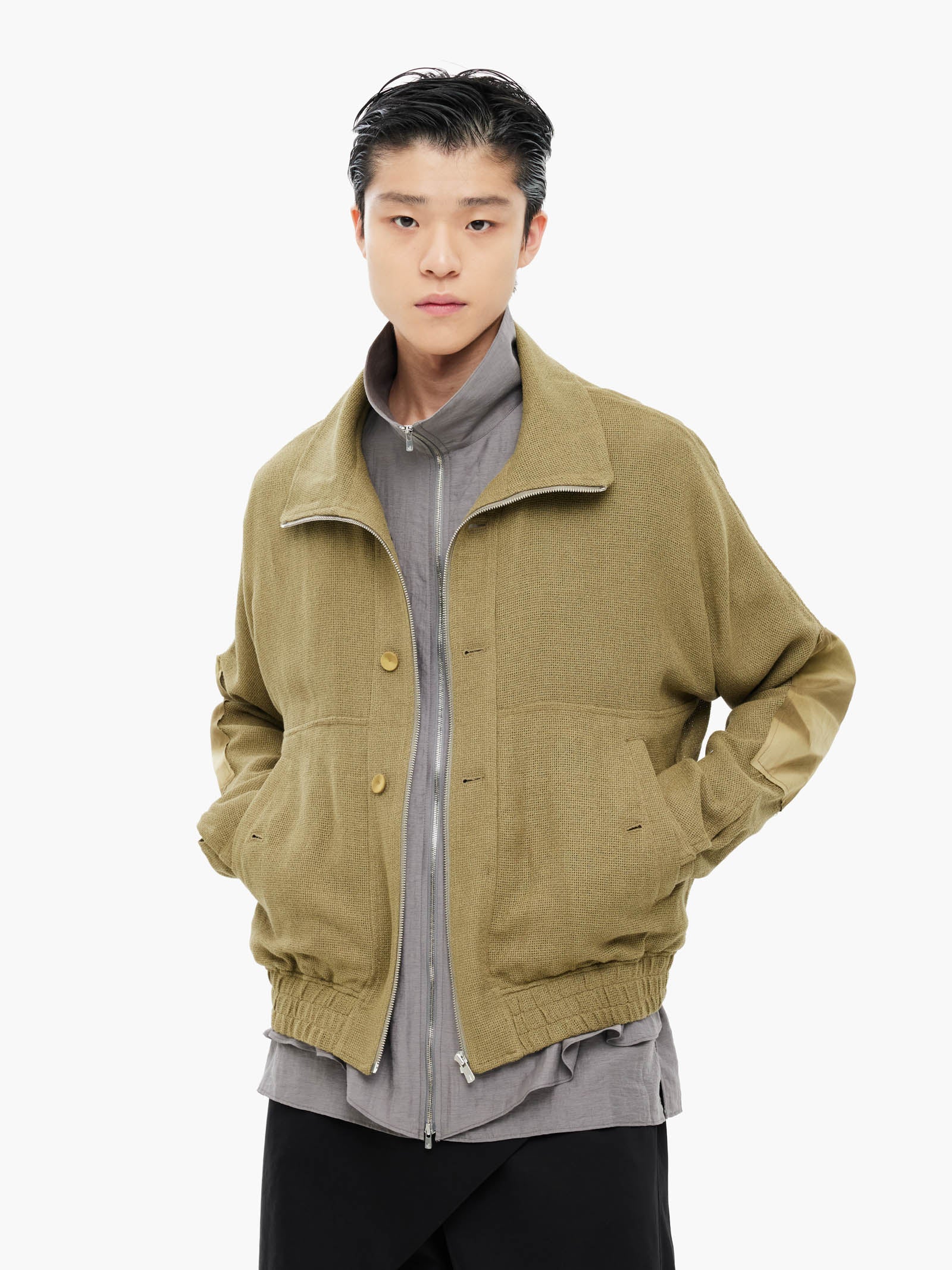 Jiyong Kim - Sun-Bleached Double Front Jacket (Khaki) product image 2 | TRAB K-Fashion Australia